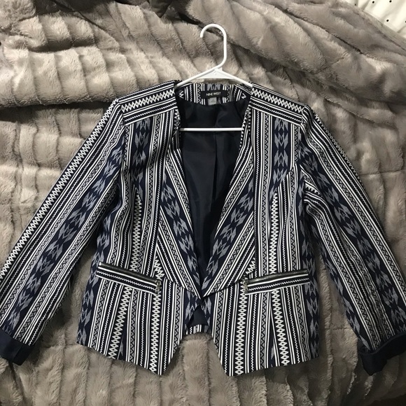 Nine West Navy Pattern Blazer - Picture 1 of 4